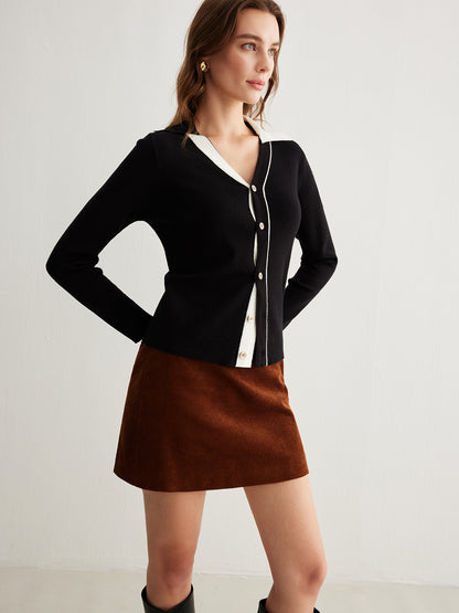 Kardigan Viviana z kolorowym kołnierzykiem blokowym i guzikami