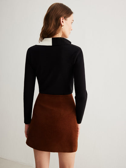 Kardigan Viviana z kolorowym kołnierzykiem blokowym i guzikami