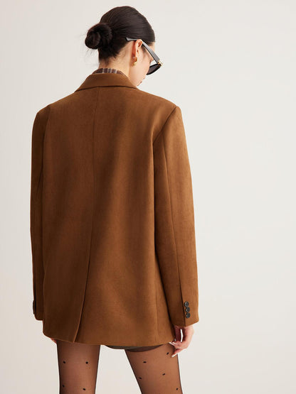 Vintage Caramel Double-Breasted Ceket