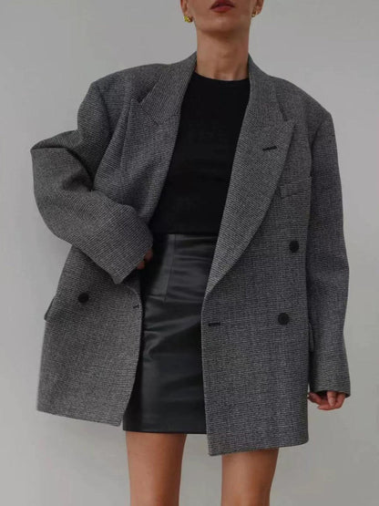 Klasyczna marynarka oversize w pepitkę