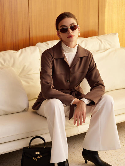 Melis Kahverengi Kuşaklı Trençkot