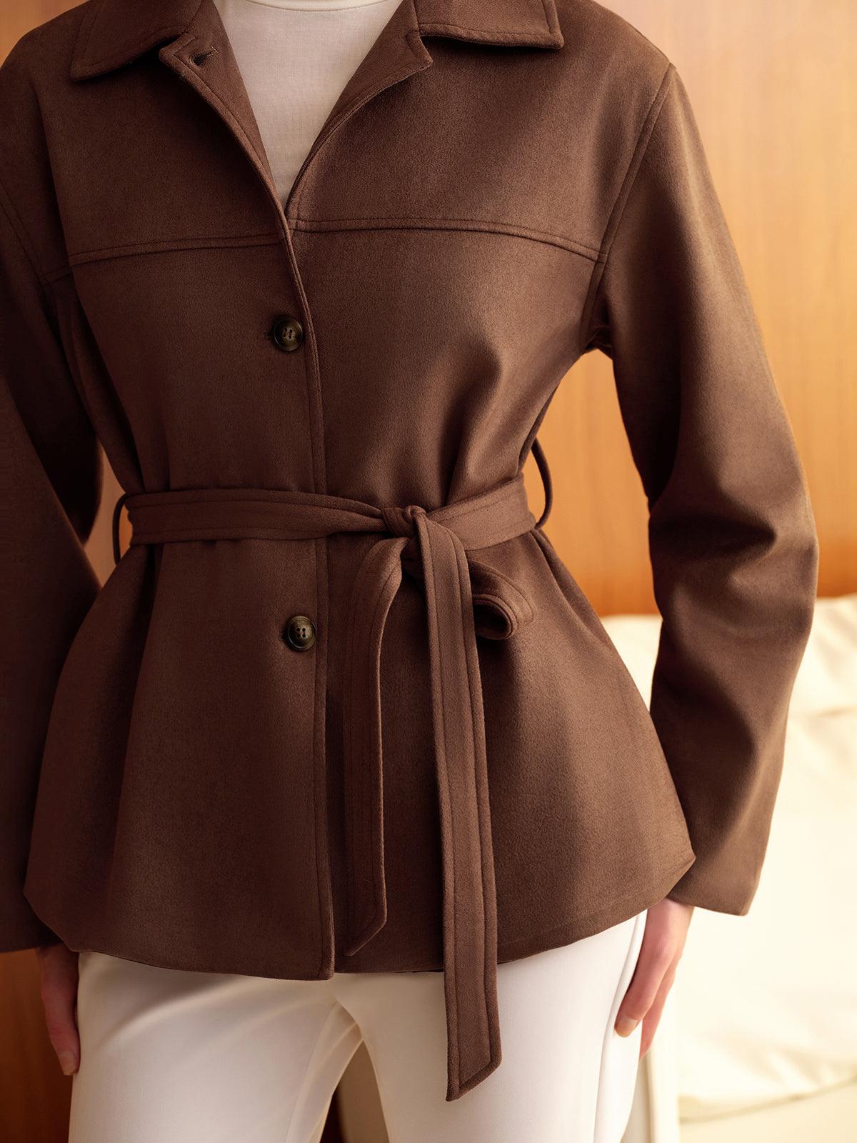 Melis Kahverengi Kuşaklı Trençkot