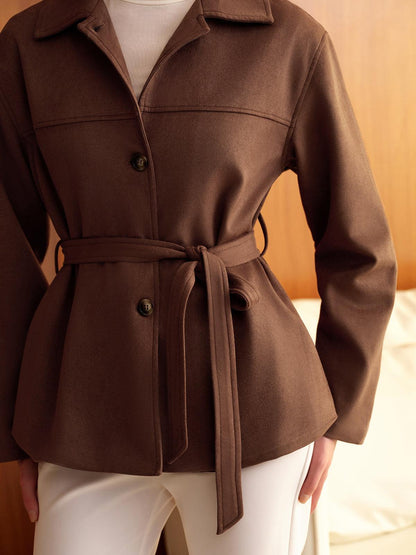 Melis Kahverengi Kuşaklı Trençkot