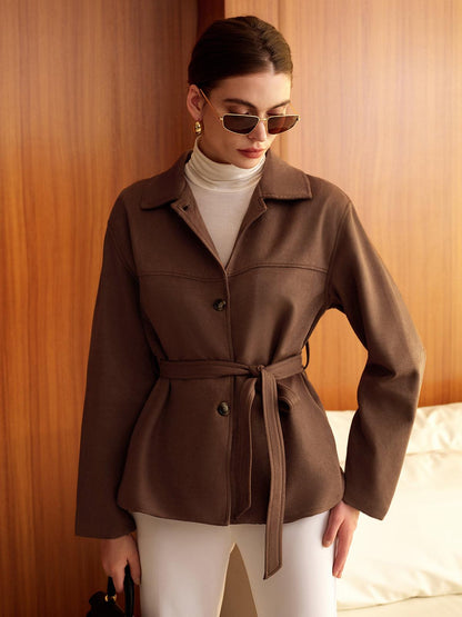 Melis Kahverengi Kuşaklı Trençkot