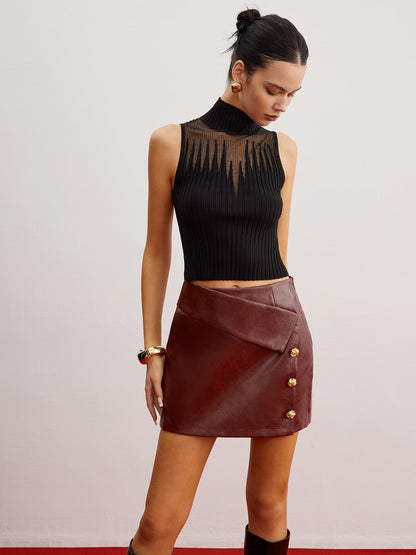 Crop Şeffaf Örgü Üst