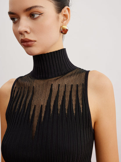 Crop Şeffaf Örgü Üst