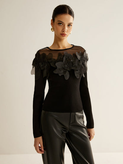Zephyrine Çiçek Dekorlu Bluz