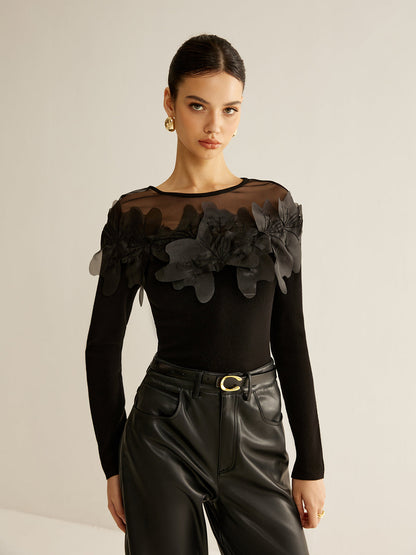 Zephyrine Çiçek Dekorlu Bluz