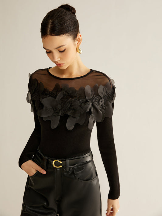 Zephyrine Çiçek Dekorlu Bluz