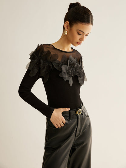 Zephyrine Çiçek Dekorlu Bluz