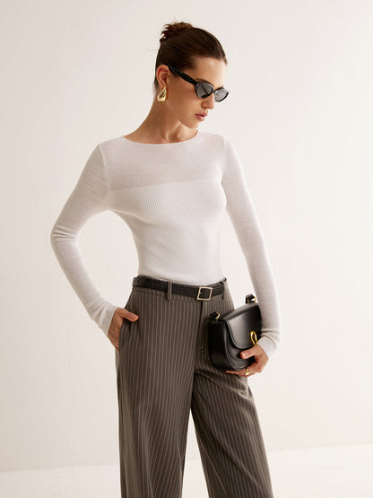 Yün Karışımlı Panel İnce Örgü Üst