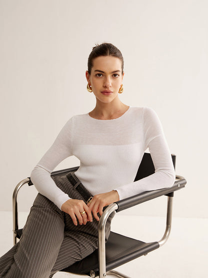 Yün Karışımlı Panel İnce Örgü Üst