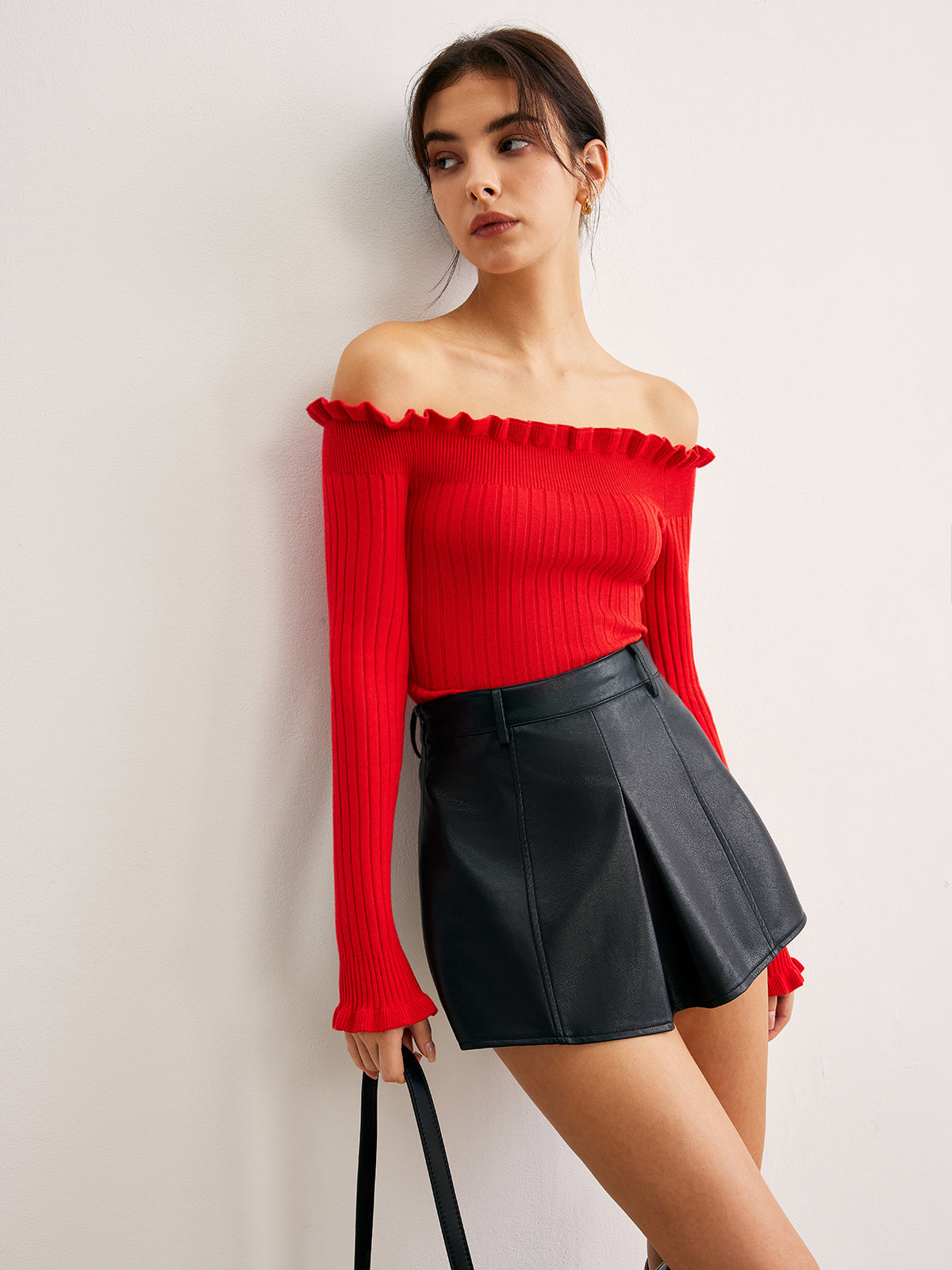 Straplez Marul Yaka Örgü Üst