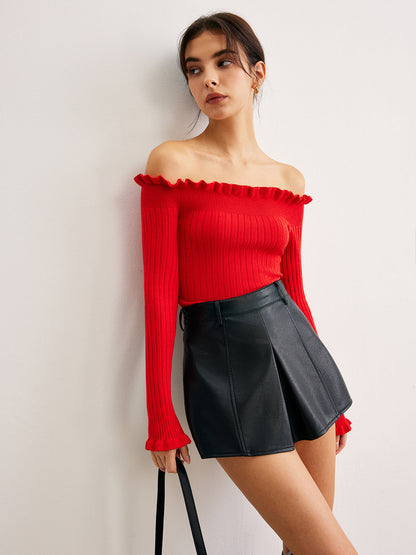 Straplez Marul Yaka Örgü Üst