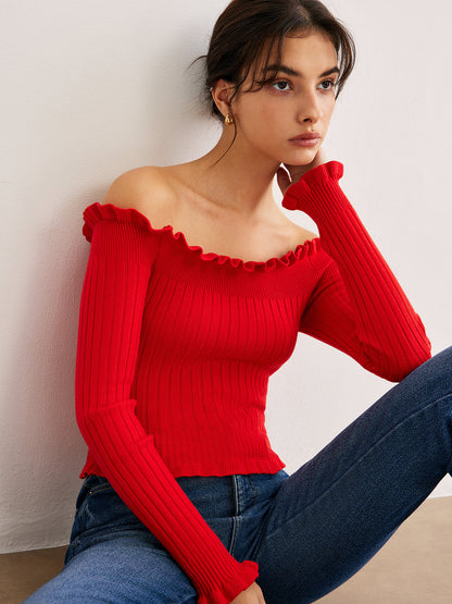 Straplez Marul Yaka Örgü Üst