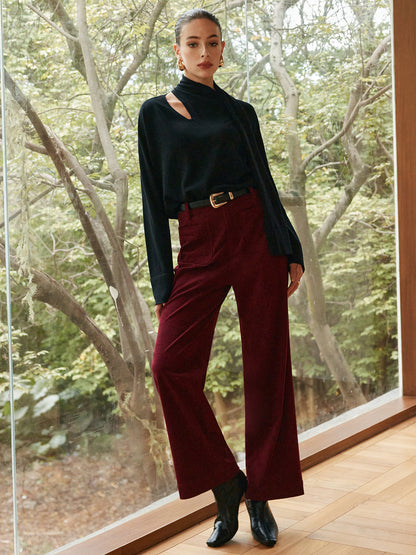 Minimalistyczny sweter z szalikiem z mieszanki wełny