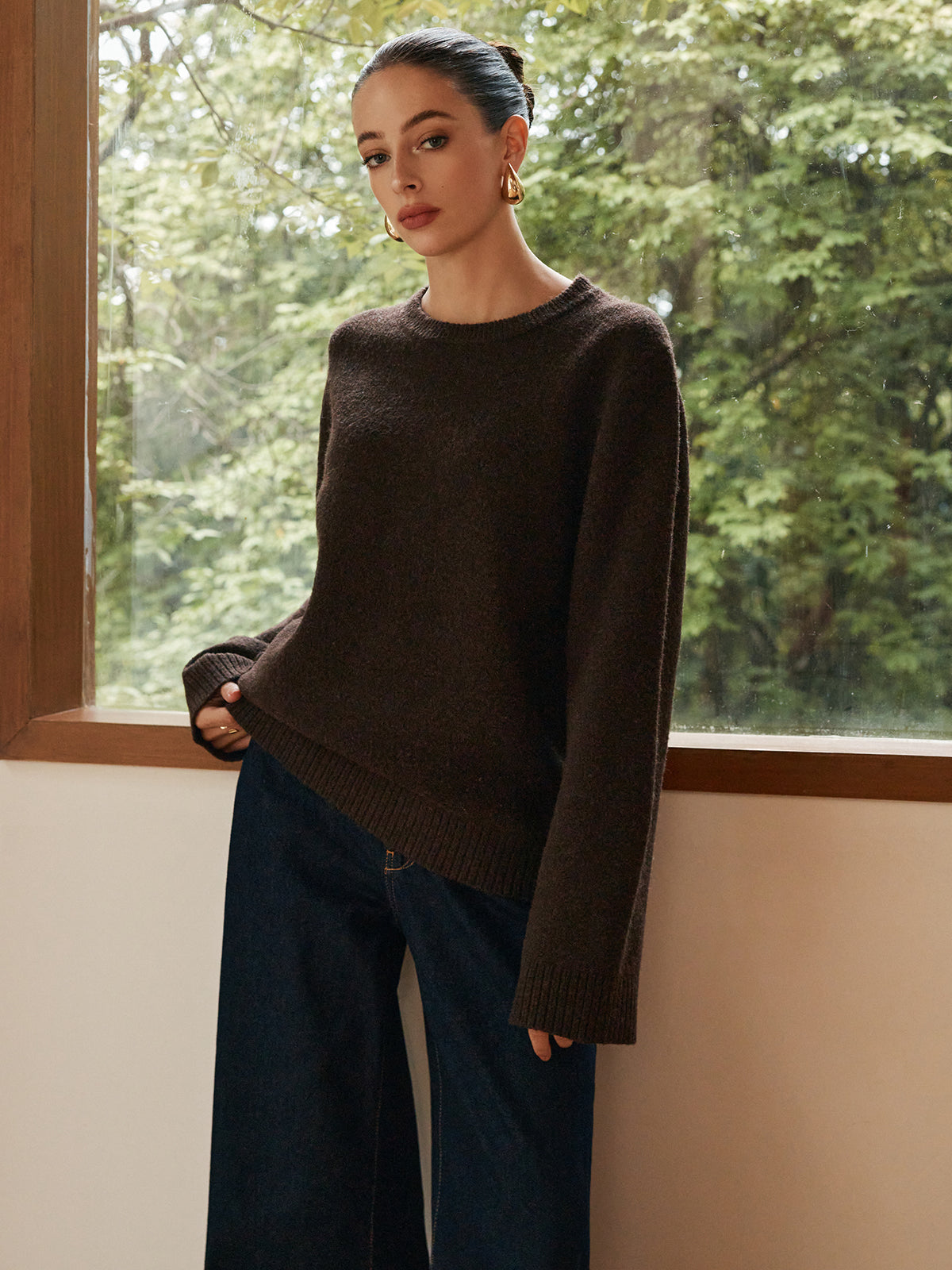 Luźny sweter drapowany w stylu rekreacyjnym