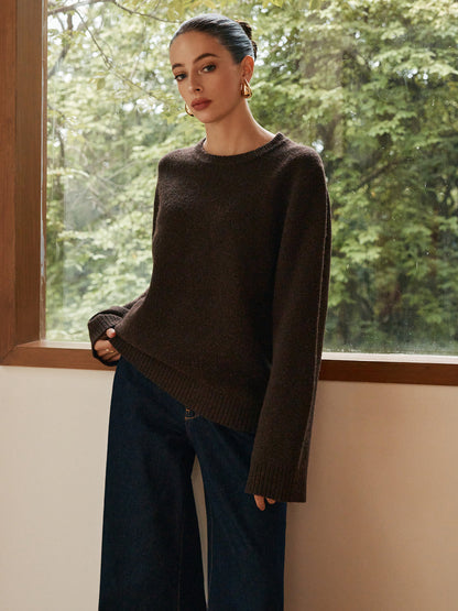 Luźny sweter drapowany w stylu rekreacyjnym