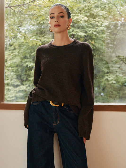 Luźny sweter drapowany w stylu rekreacyjnym