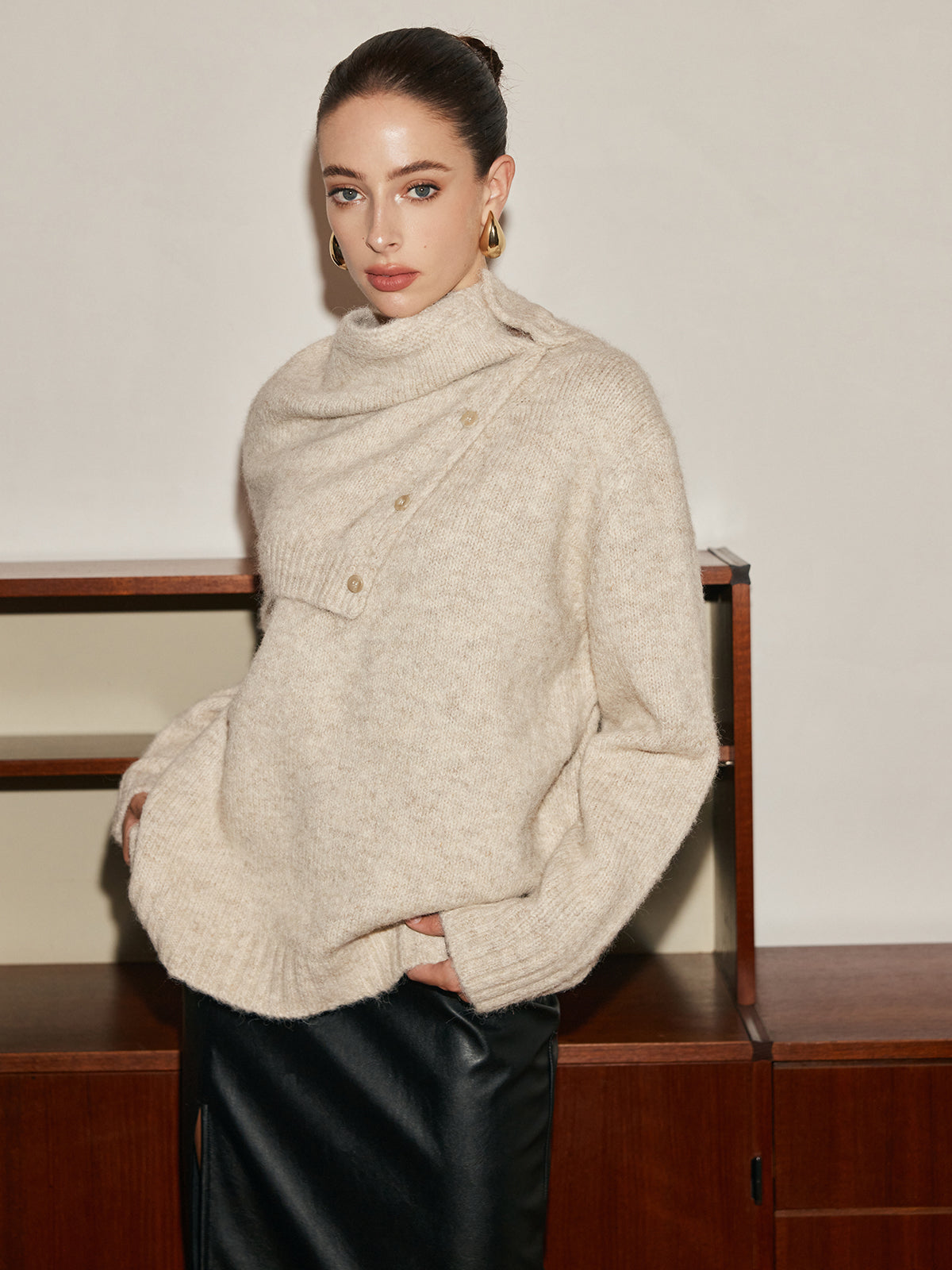 Regulowany szalik z mieszanki wełny