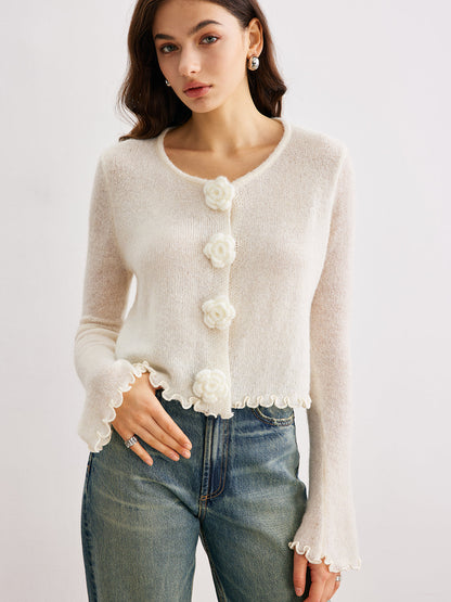 Clementine Yün Karışımlı Çiçekli Hırka Ceket