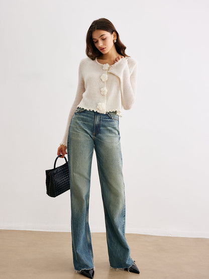 Clementine Yün Karışımlı Çiçekli Hırka Ceket