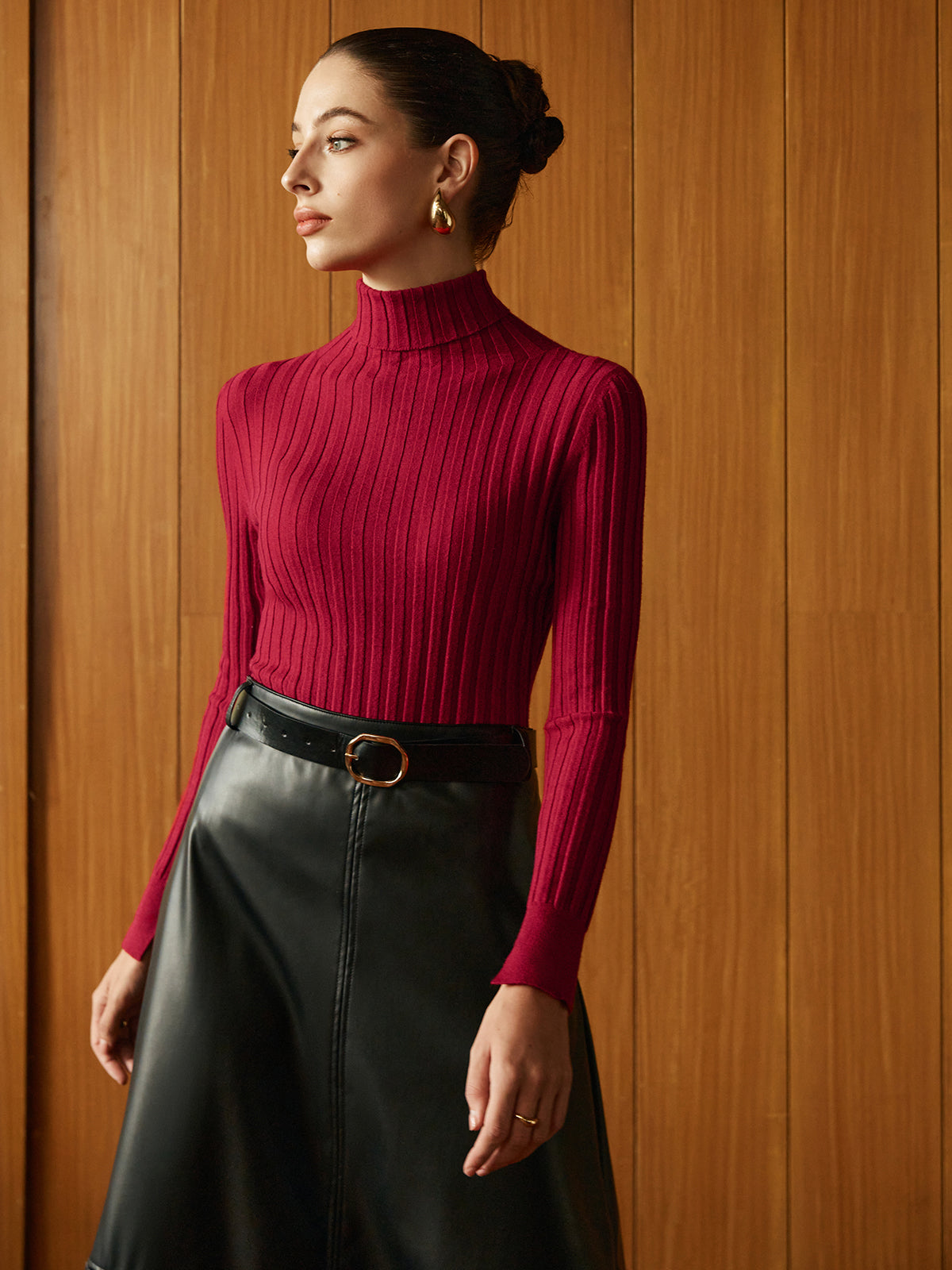 Turtleneck Ribanalı İnce Kazak