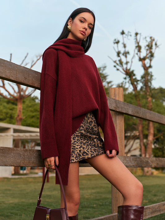 Prosty sweter typu shift i pasujący szalik