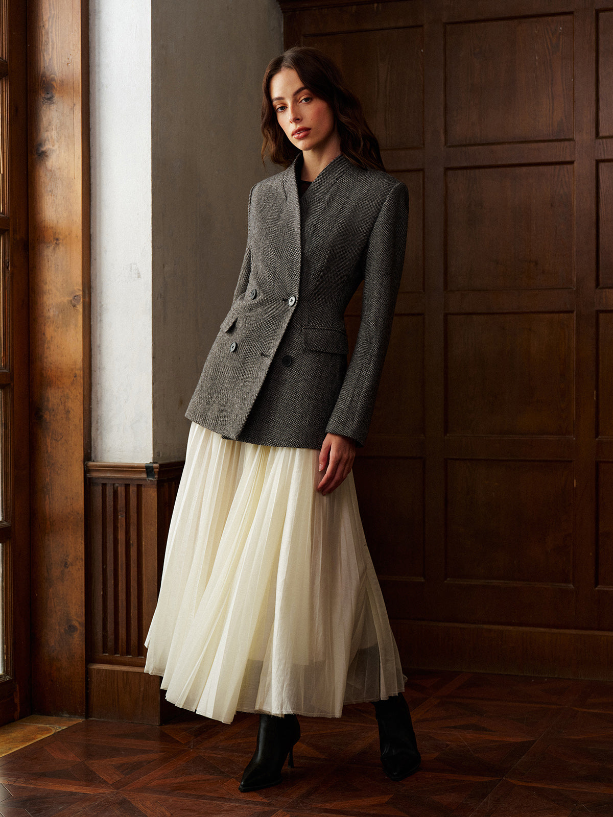 Marynarka w groszki z mieszanki wełny