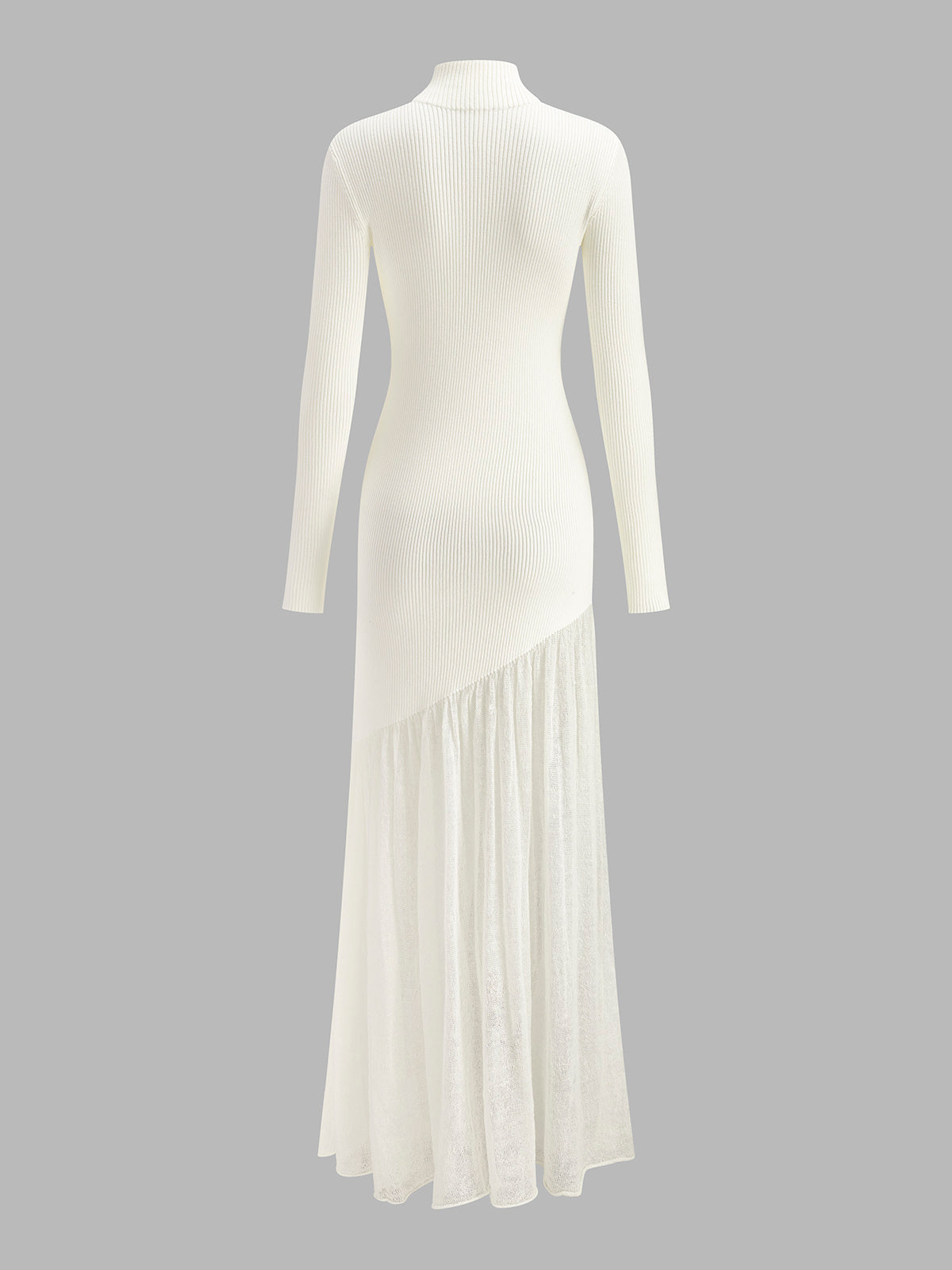 Balıkçı Yaka Pliseli Örgü Maxi Elbise