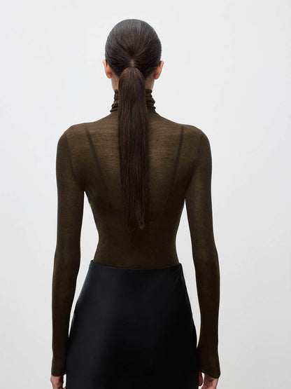 Yün Karışımlı Balıkçı Yaka Şeffaf Üst Kazak