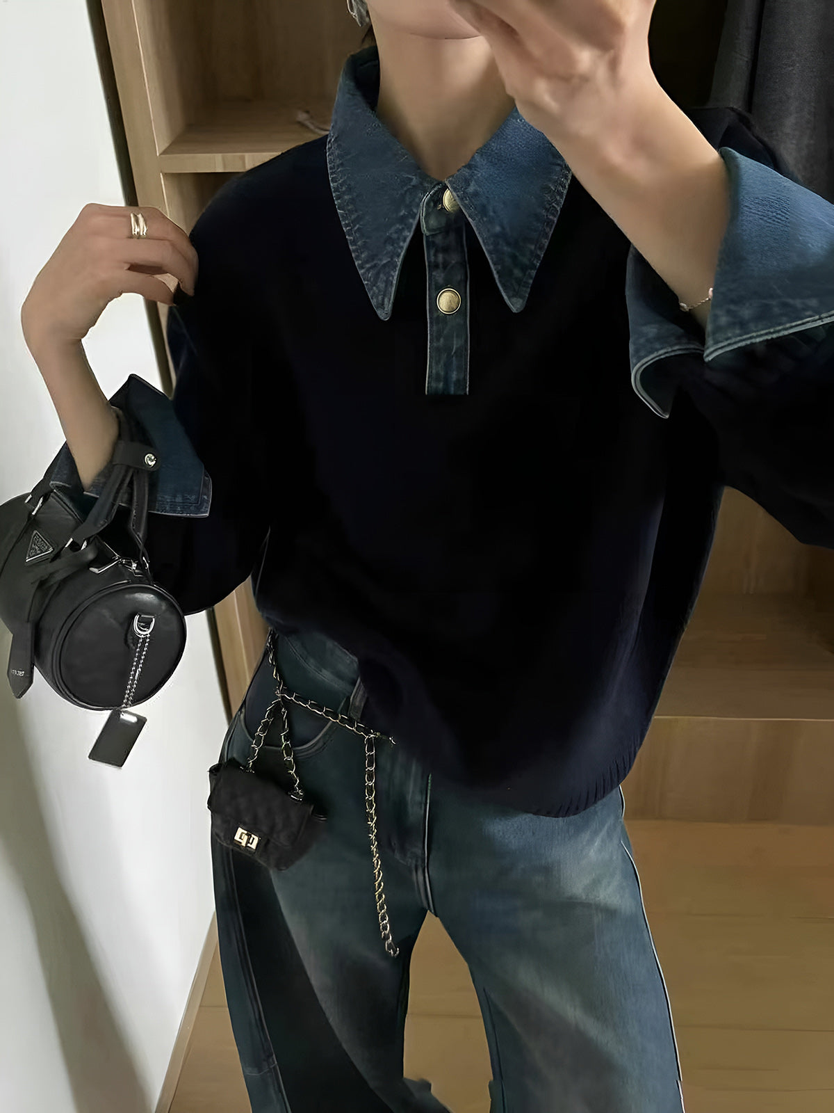 Sweter 2 w 1 z kołnierzykiem panelowym