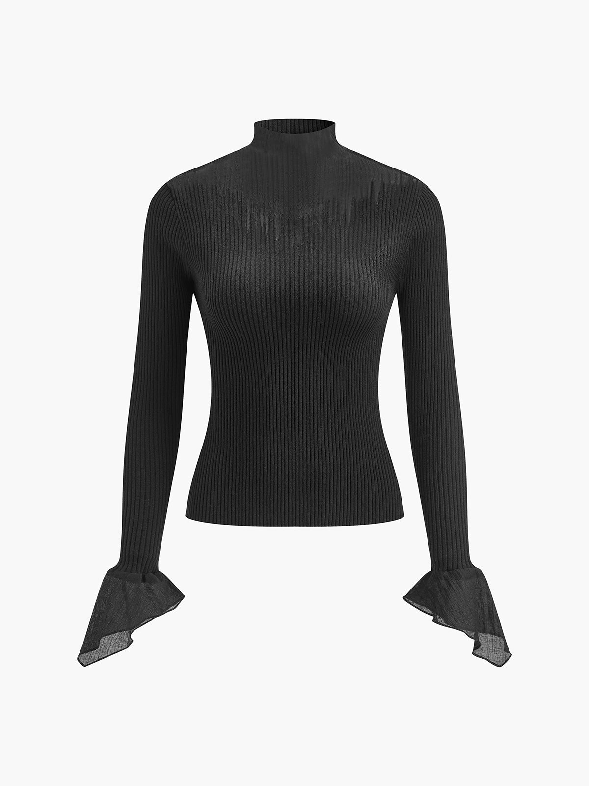 Cienki sweter z bufiastymi rękawami