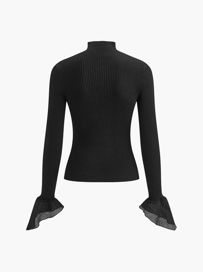 Cienki sweter z bufiastymi rękawami