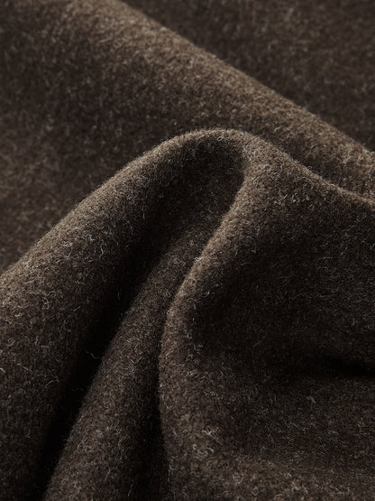 Düz Fermuarlı Yünlü Kaban