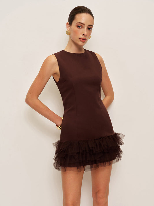 Betty Volanlı Askısız Mini Elbise