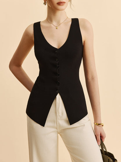 Kamizelka z dzianiny dzielonej krojonej w sałatę