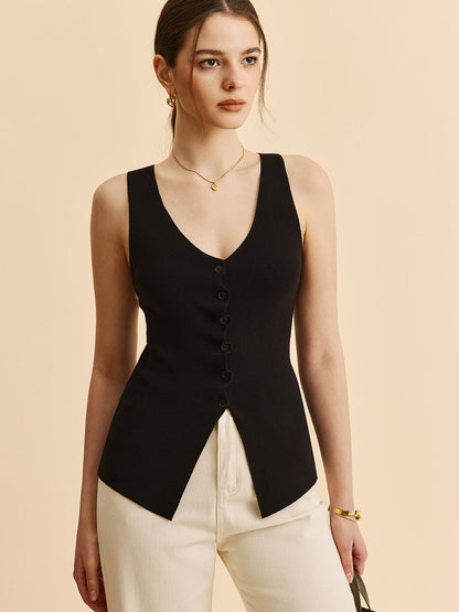 Kamizelka z dzianiny dzielonej krojonej w sałatę