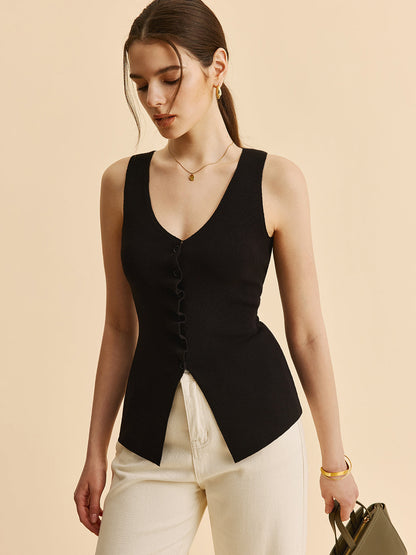 Kamizelka z dzianiny dzielonej krojonej w sałatę