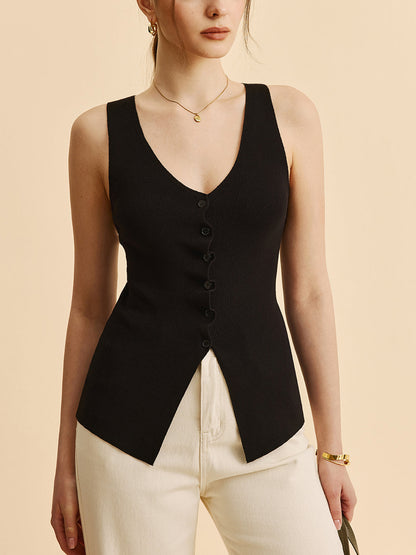 Kamizelka z dzianiny dzielonej krojonej w sałatę