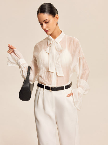 Bluzka z przezroczystą muszką Isolde