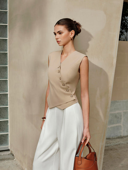 Giada Asymetryczny Top Zapinany na Guziki