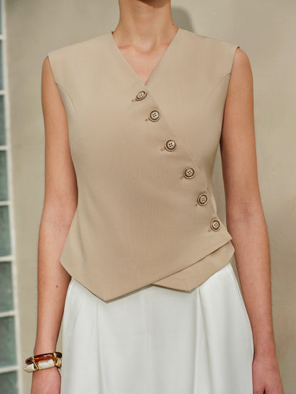 Giada Asymetryczny Top Zapinany na Guziki