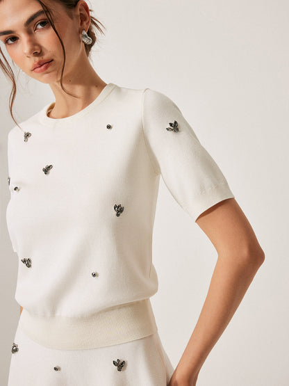 Kısa Kollu Detaylı Mini Örgü Elbise