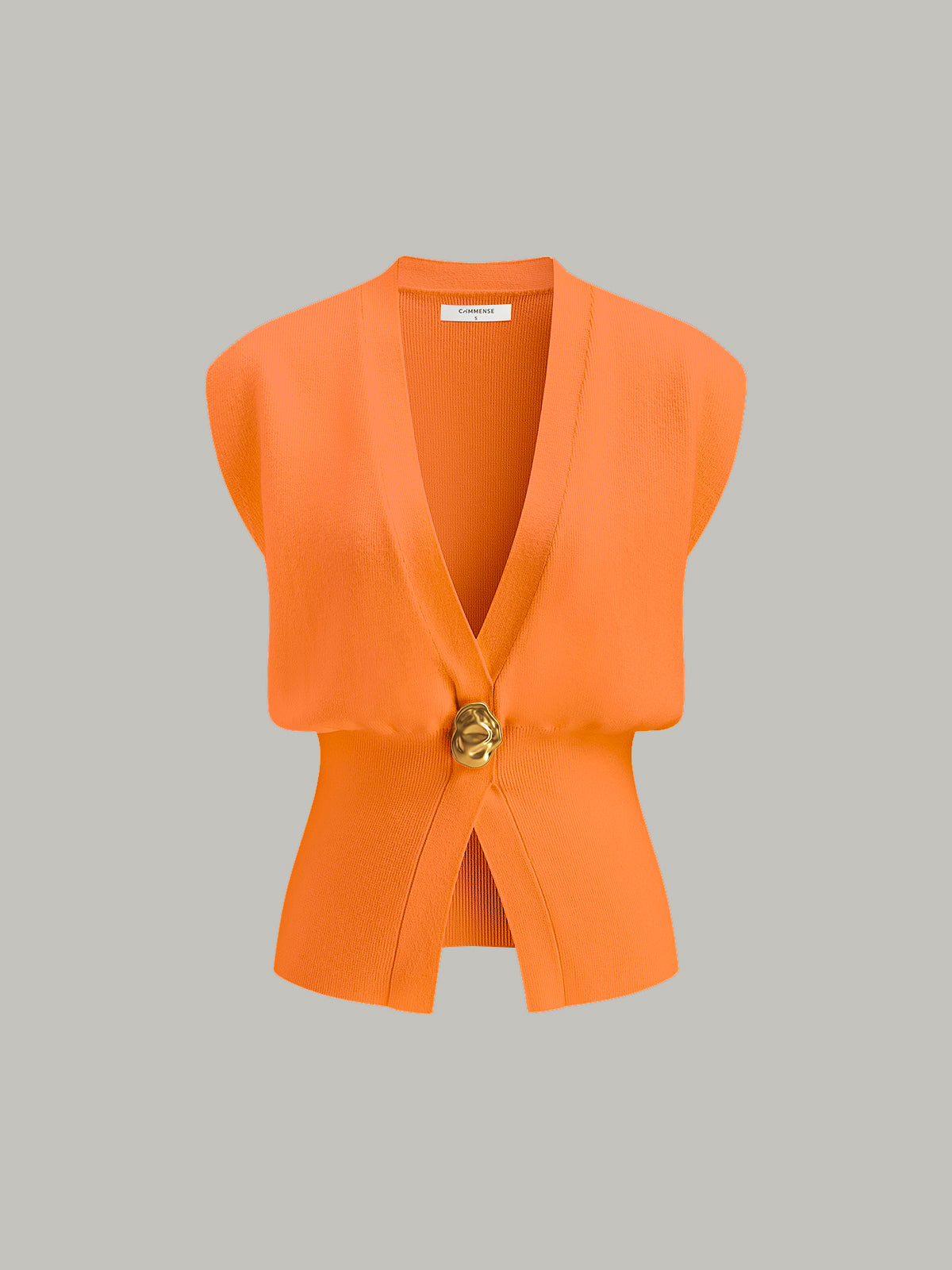 V Yaka Düğmeli Detaylı Örgü Üst Yelek