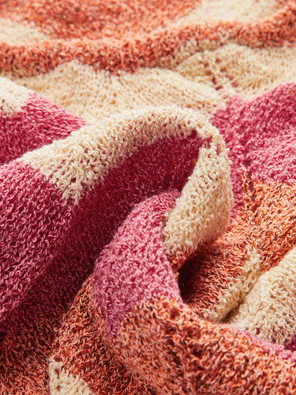 Renk Bloklu Halter Düğümlü Bölünmüş Örgü Pareo Elbise