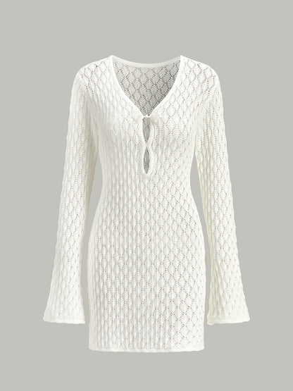 Kesik Detaylı Şeffaf Örgü Pareo