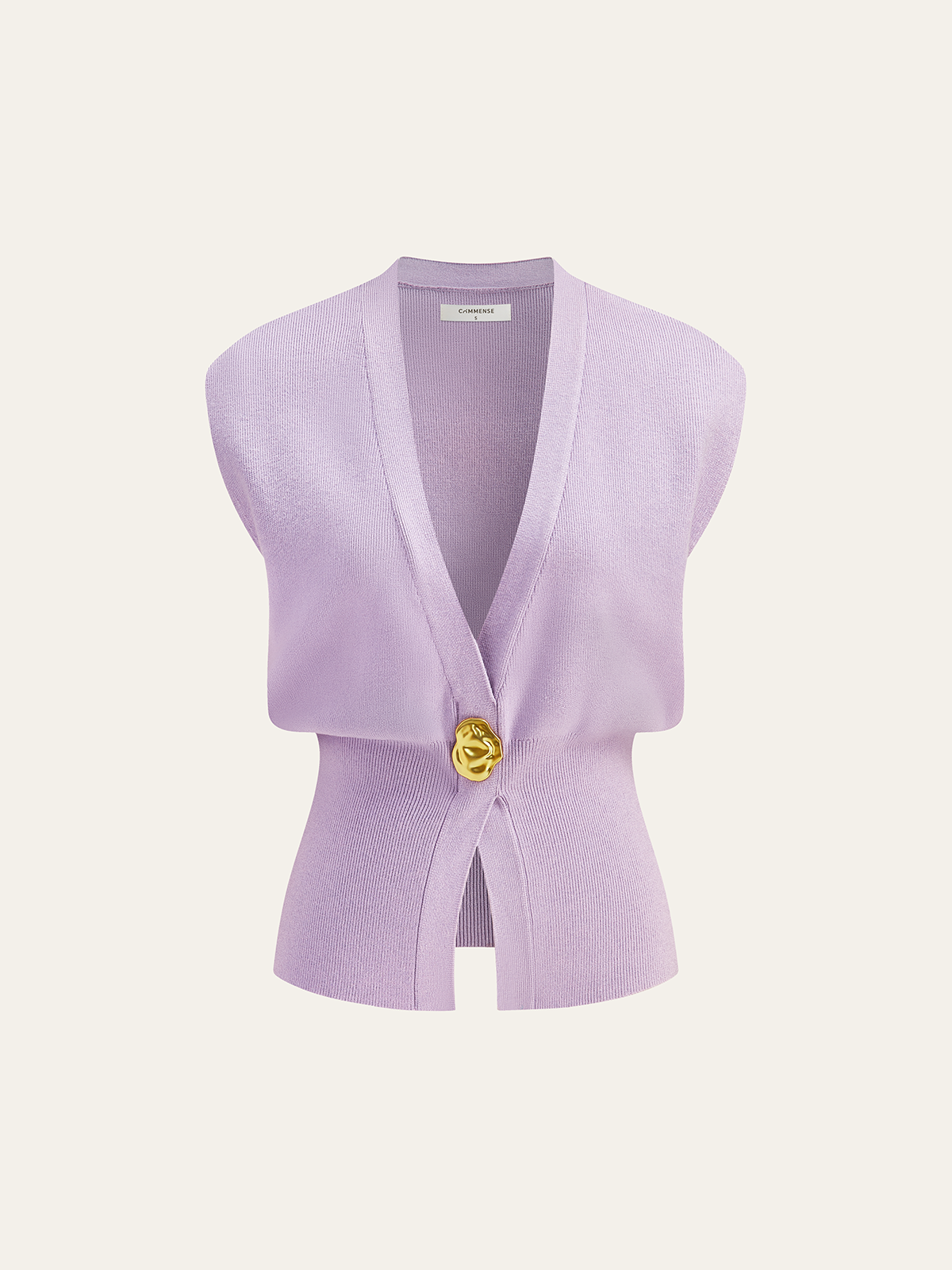 V Yaka Düğmeli Detaylı Örgü Üst Yelek