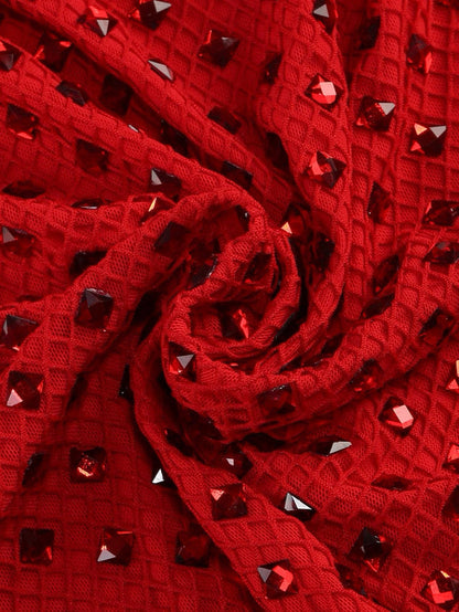 Czerwona kryształowa sukienka midi Rose