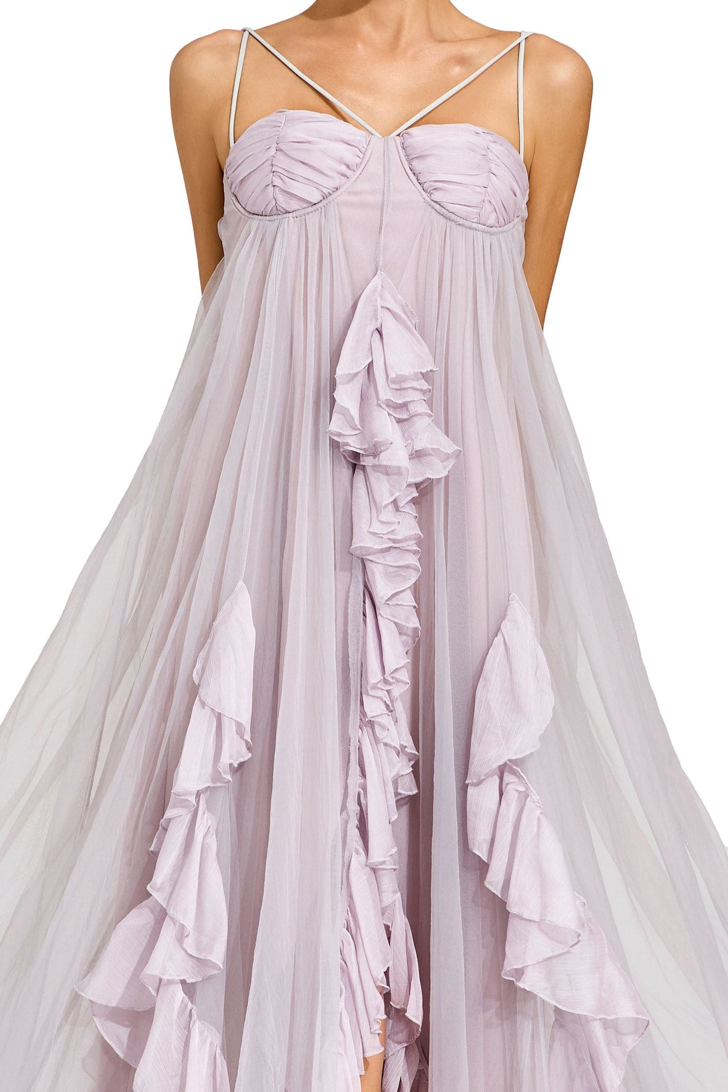 Rüya Ruffle Tül Maxi Elbise